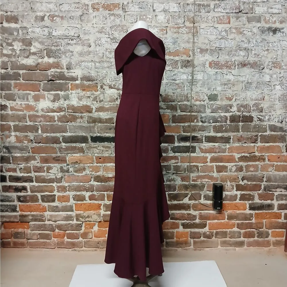 Betsy & Adam Formal Evening Gown Womens 10P Burgundy Off Shoulder Dress Wedding - Image 6