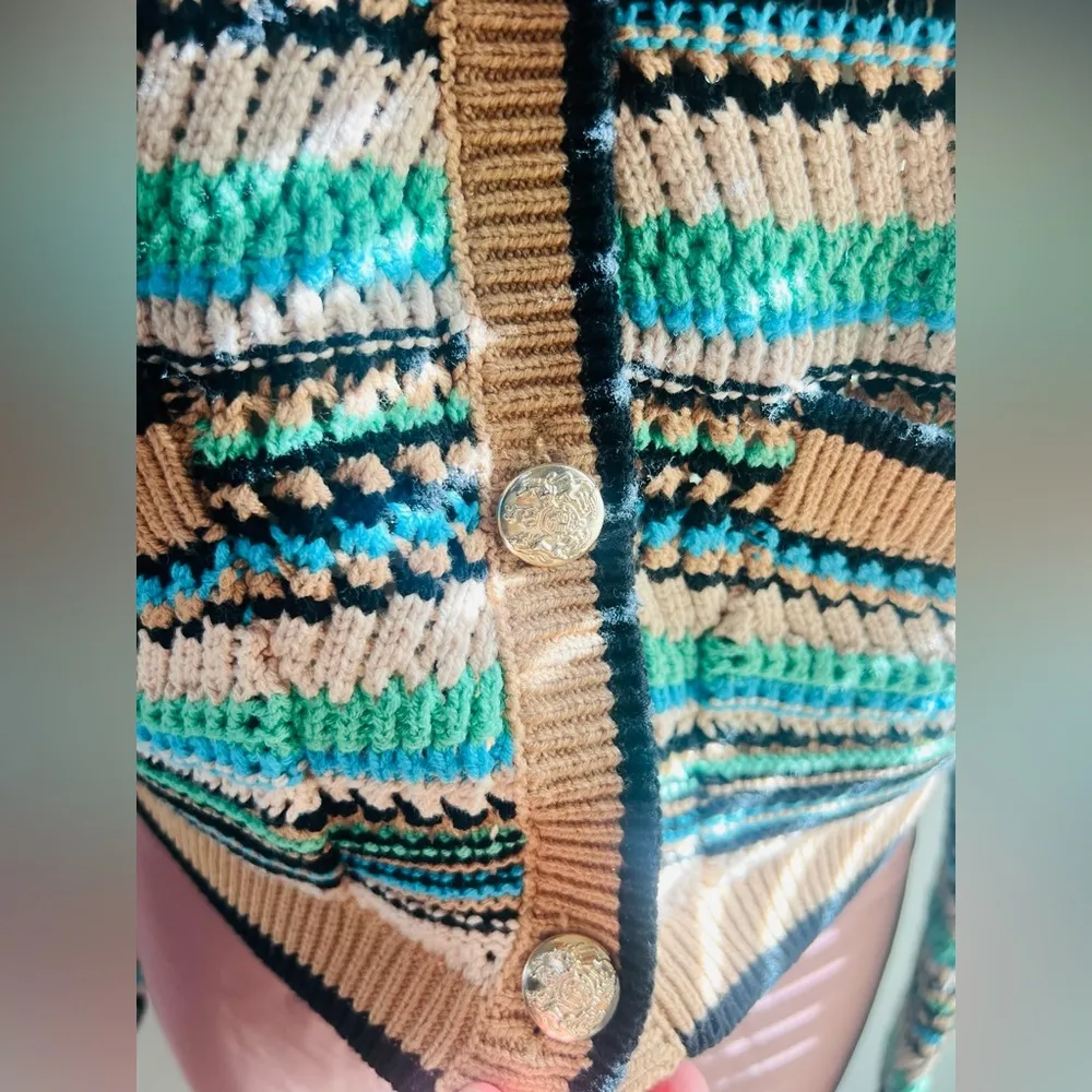 Crocheted Knit bottom up Cardigan small size like new condition charming - Image 2