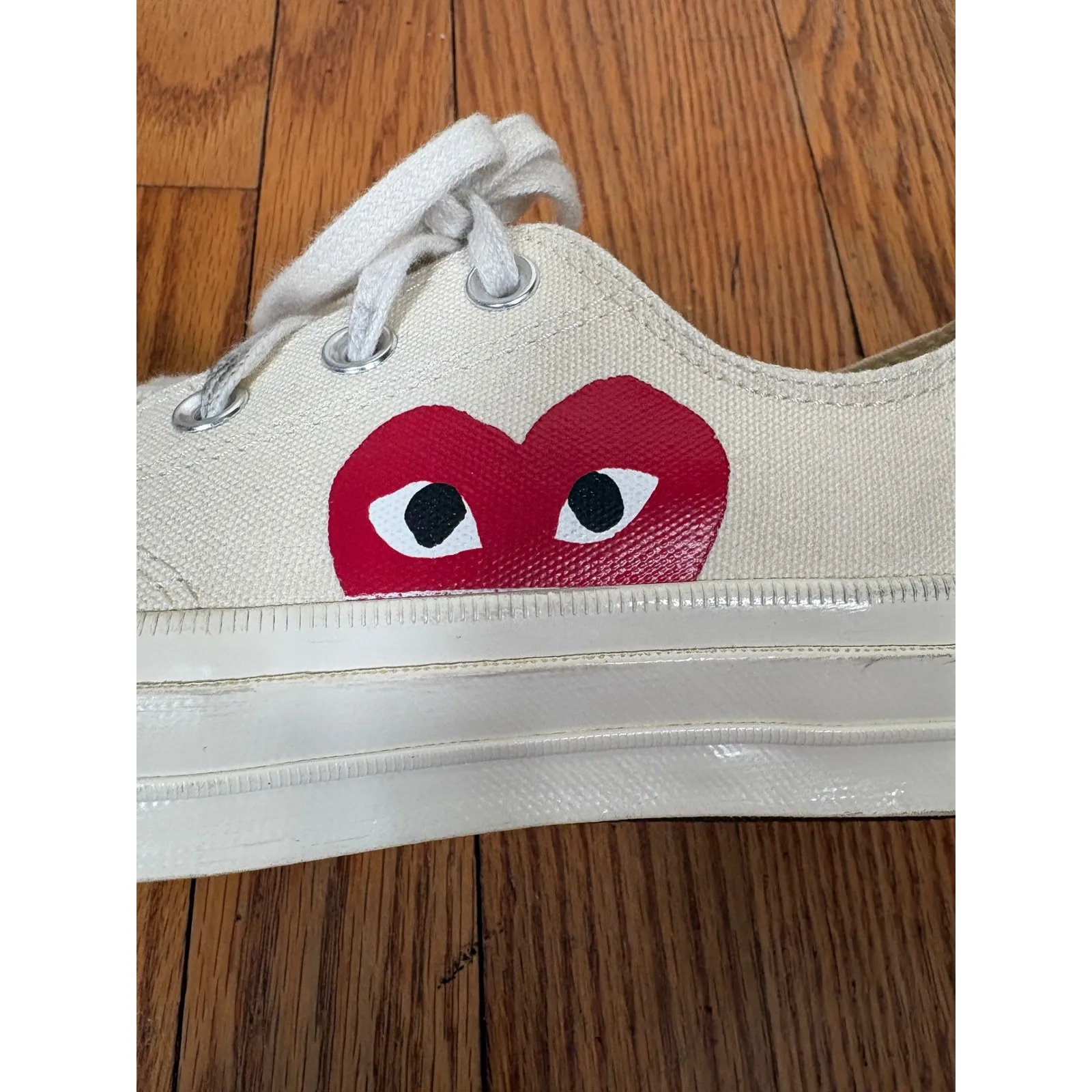 Comme des Garcons PLAY x Converse Chuck Taylor All Star Low Cream Shoes size 6 - Image 10