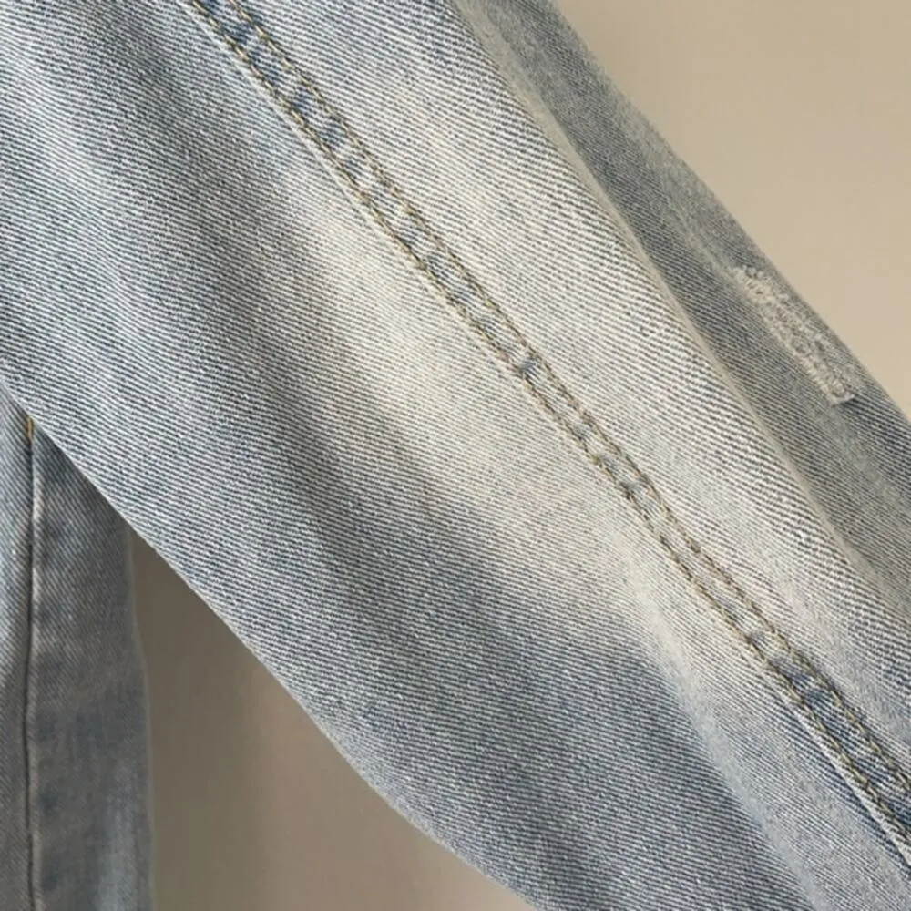 Fashion Tour Denim Jacket in Light/Medium Wash American Bazi - Image 9