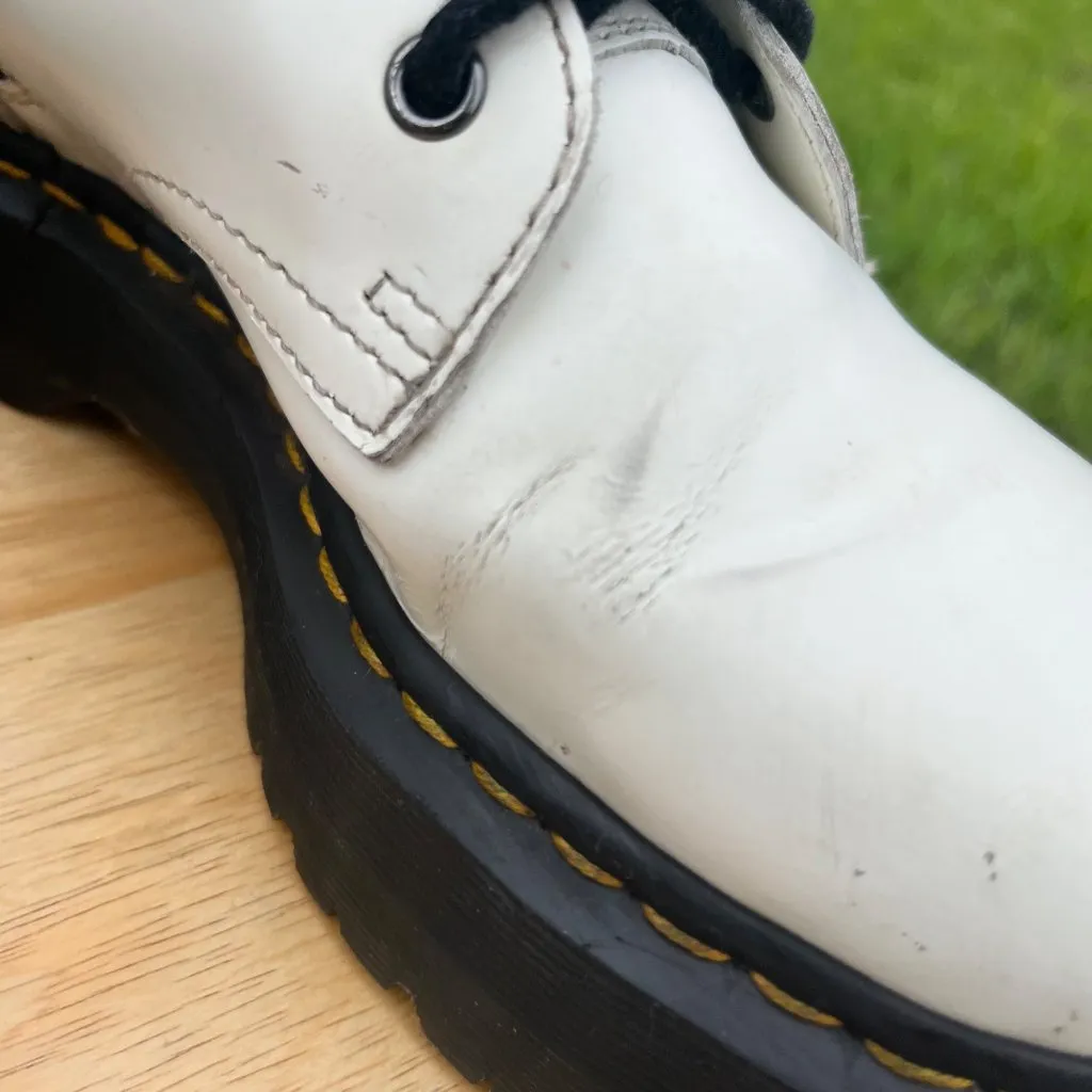 Dr. Martens Jadon White Chunky Leather Combat Boots Size 7M - Image 9