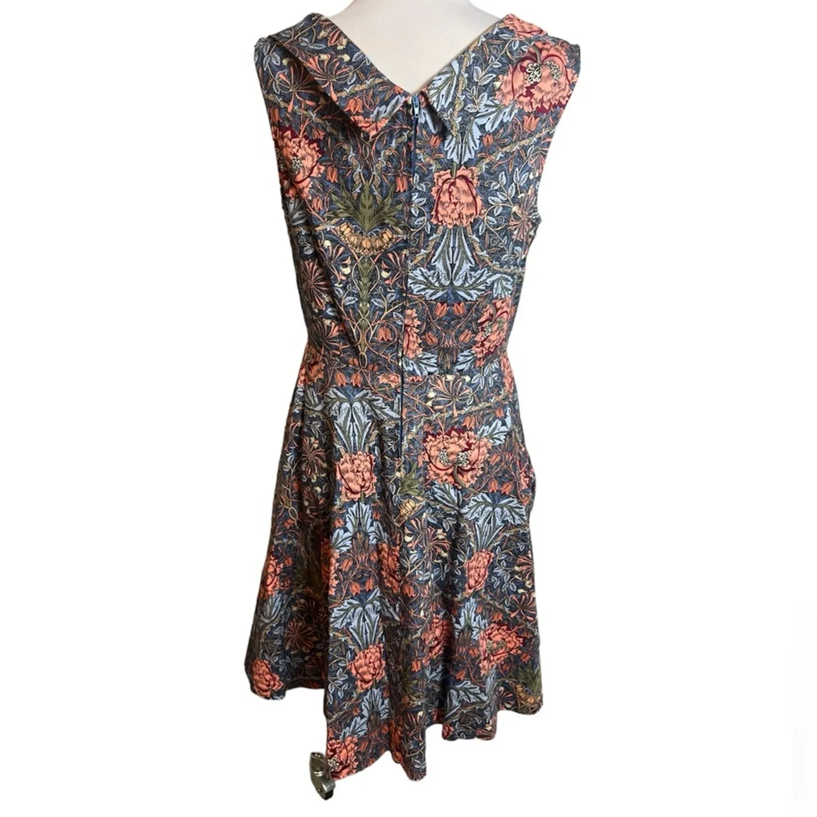 Lindy Bop Ophelia Retro Pin Up Blue Floral Pin Up Swing Rockabilly Dress Sz L Size L - Image 2