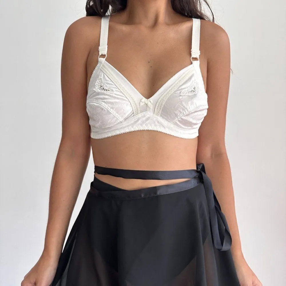 Vintage white embroidered jacquard bra White - Image 8