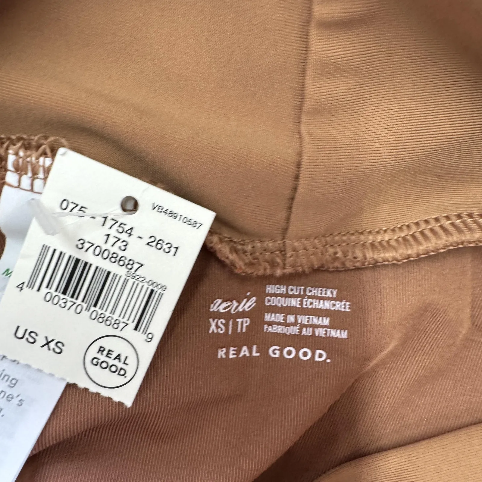 Aerie Bikini Bottom Womens XS‎ Brown Orange High Cut Cheeky High Waisted - Image 5