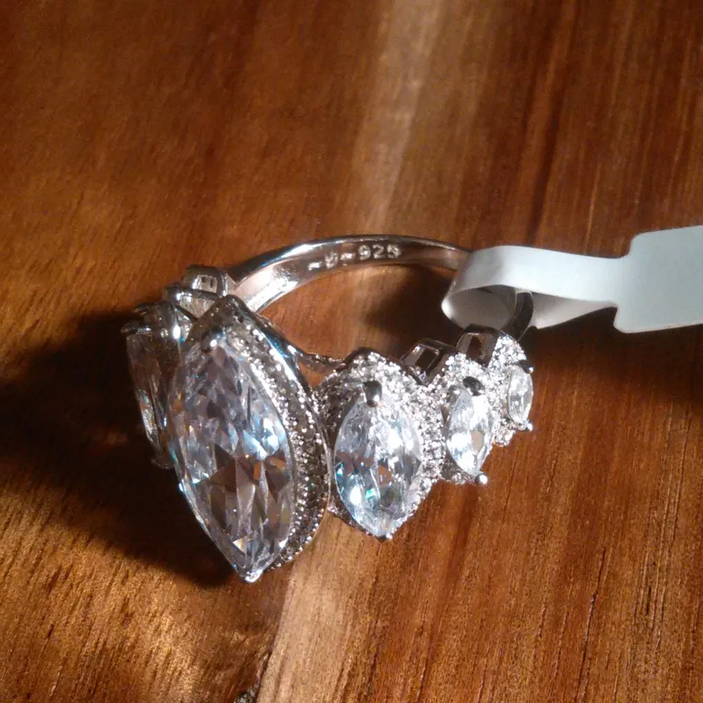 White Cubic Zirconia Sterling Silver Ring (Size 8) - Image 7