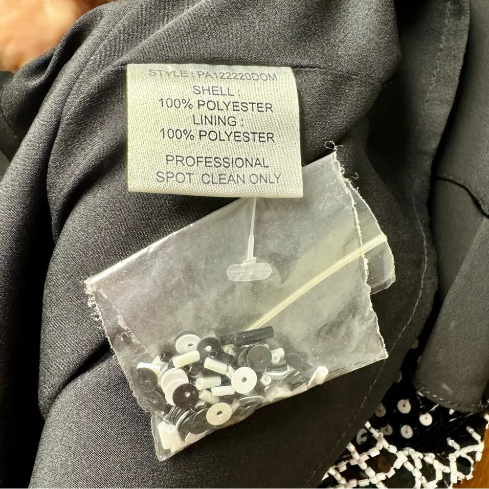 Parker Sleeveless Halter Neck Beaded Skirt Mini Dress Black White Small S - Image 9