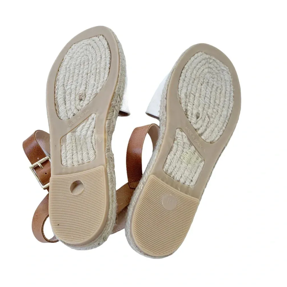 J. Crew Leather and Canvas Made in Spain ankle-strap espadrilles Beige 10 NWT - Image 9