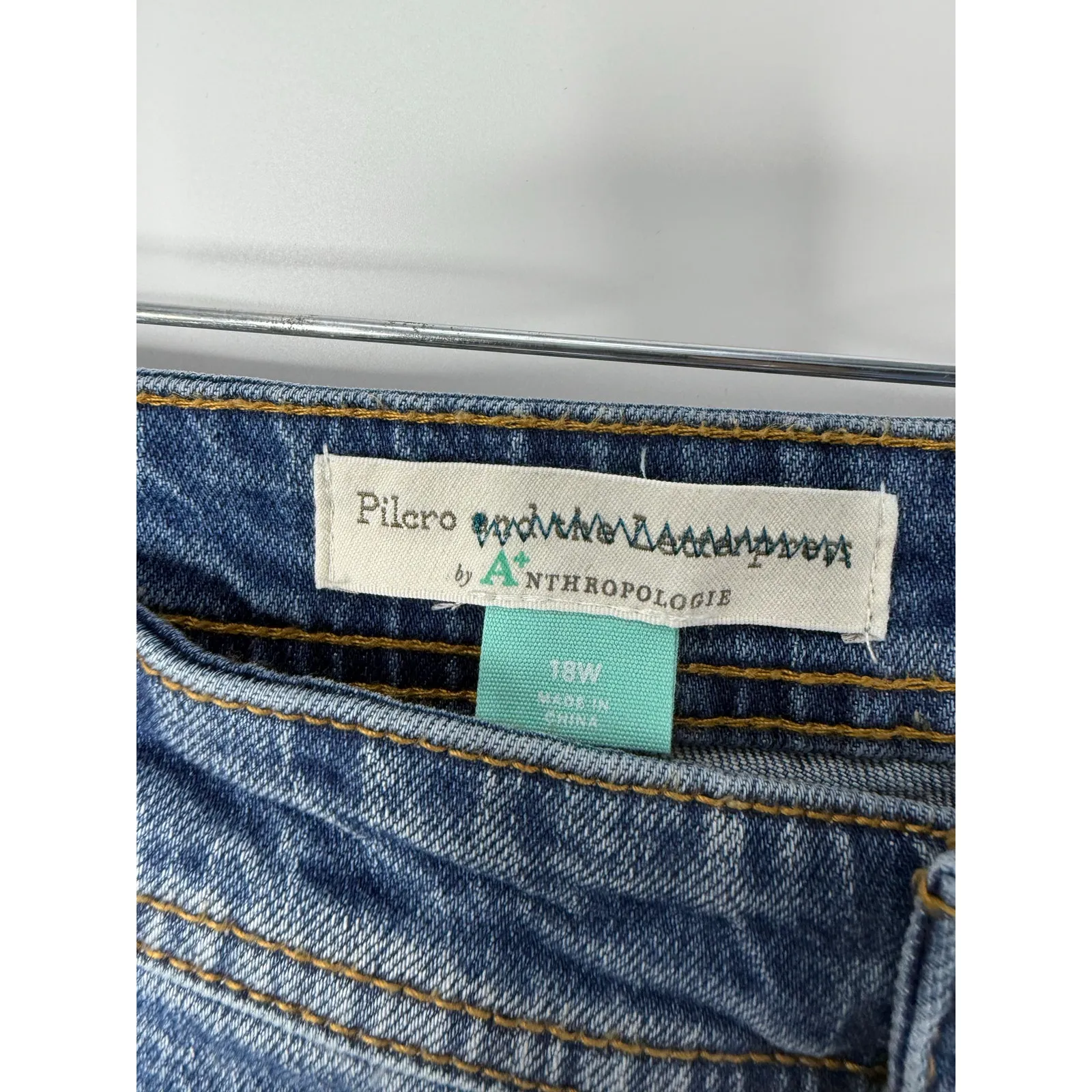 Pilcro by Anthropologie Slim Boyfriend Jeans 18W Embroidered Floral Patchwork - Image 9