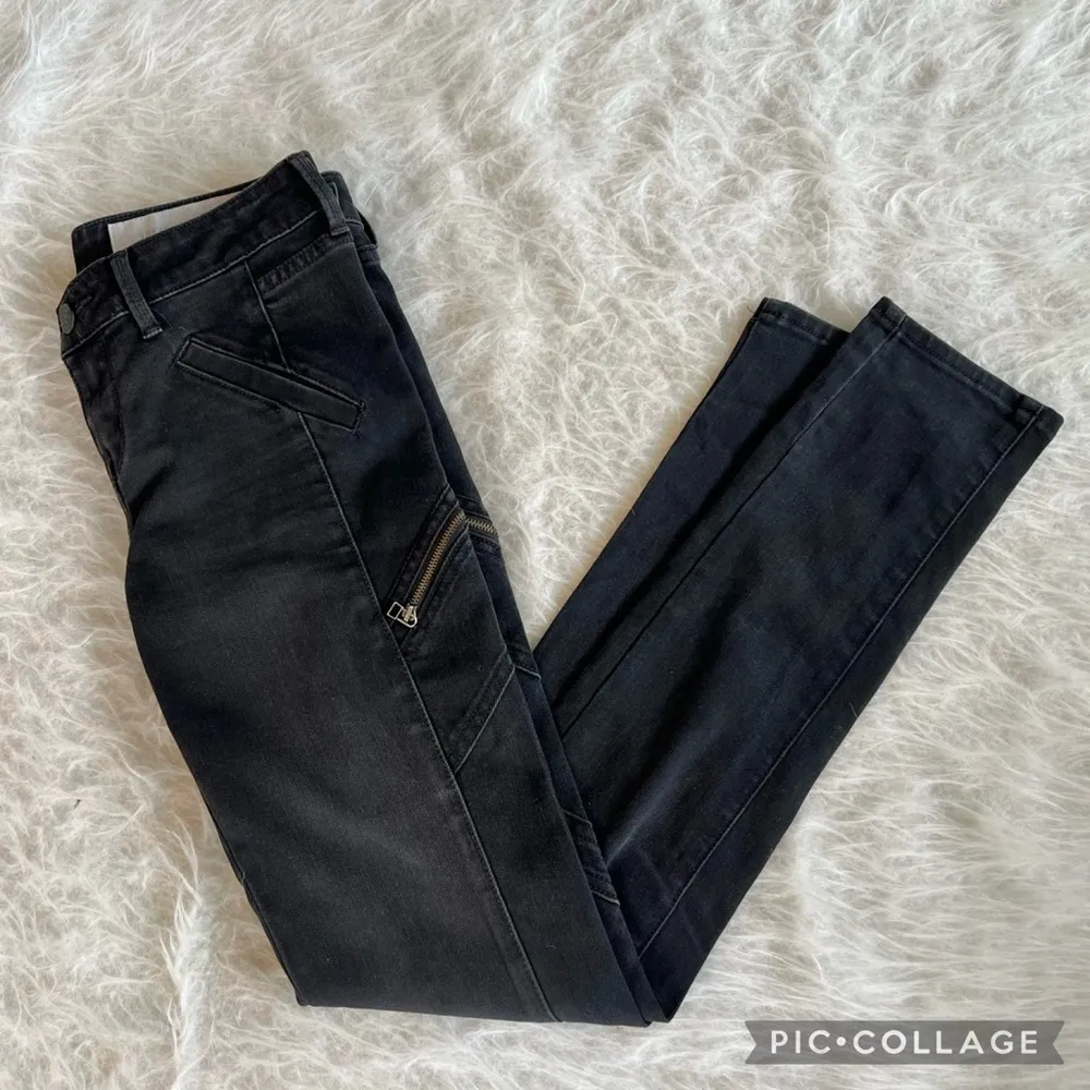 Treasure & Bond Moto Jeans Skinny Wash Out Black 26 Utility Edgy Party Chic - Image 13