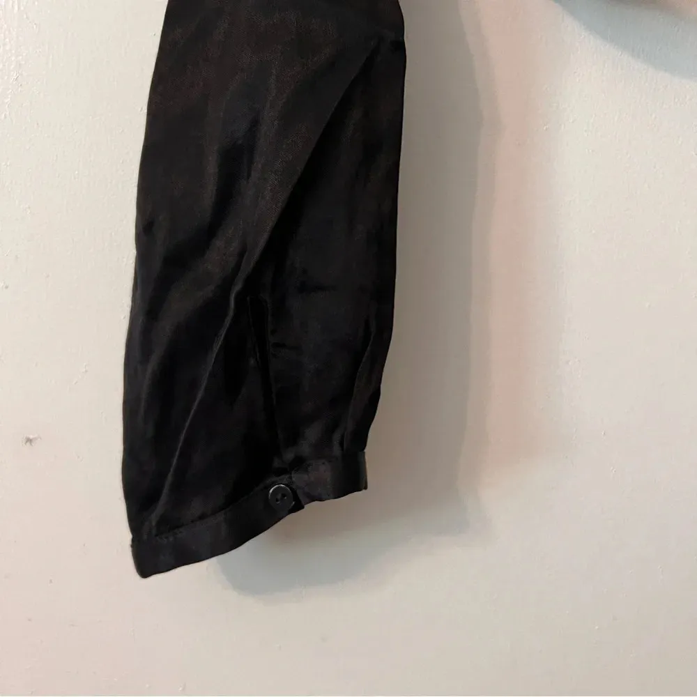 Zara Cut Out Satin Effect Crop Top Black Silky Sexy Night Long Sleeve Small - Image 10