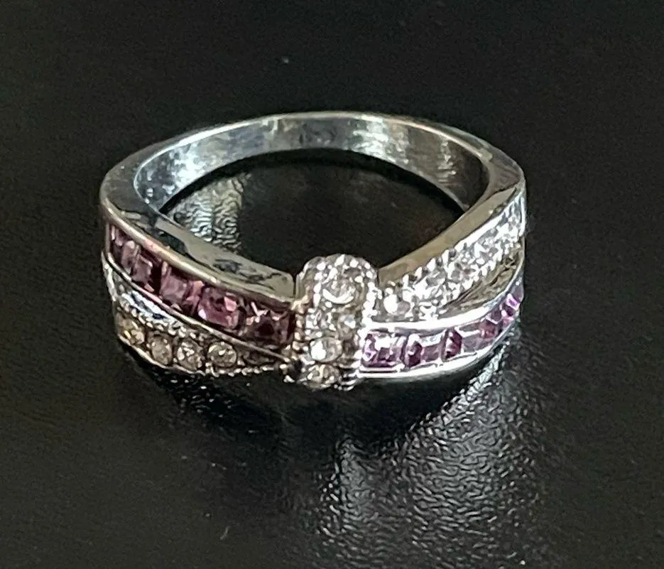 Amethyst Purple  Criss Cross Women Ring - Image 2