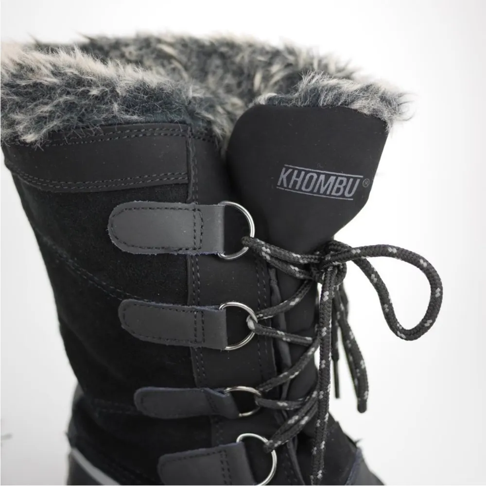 KHOMBU Women's Black Leather Rubber Winter Snow Boots Fleece Lined Mid Calf 7 - Image 10