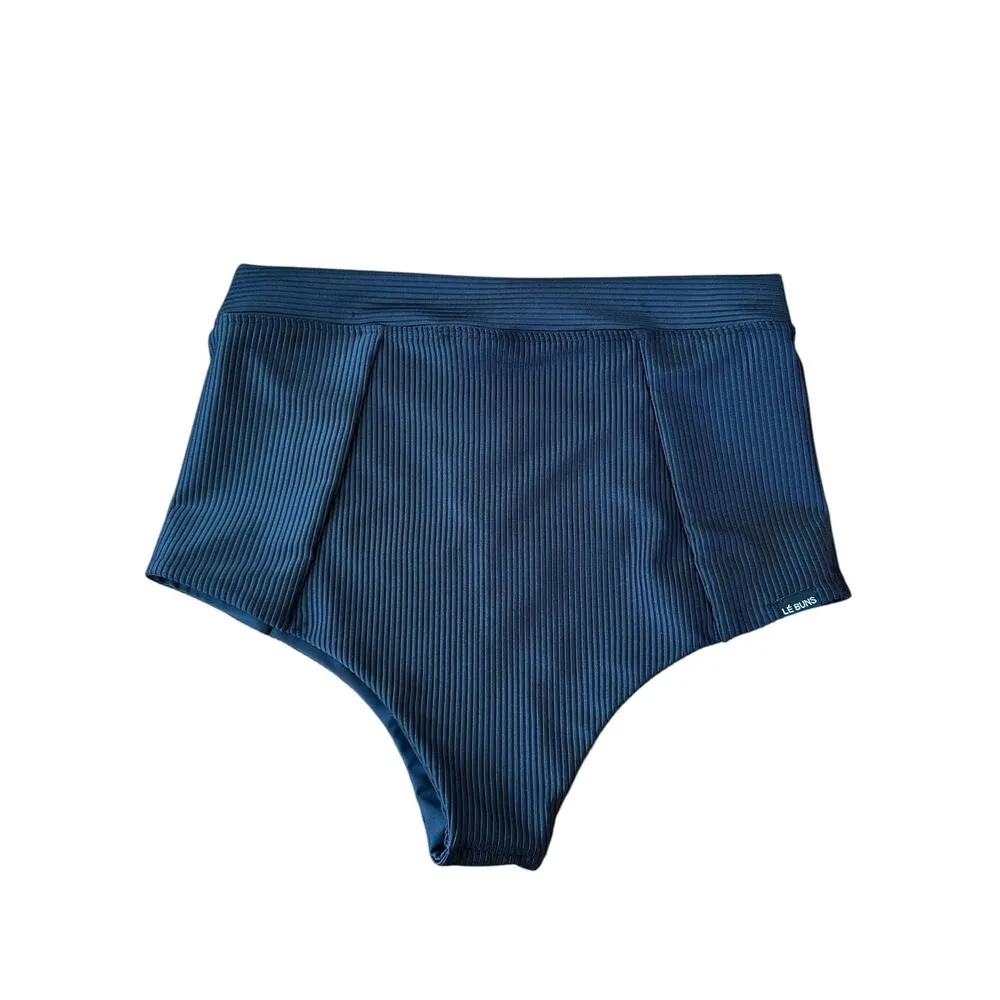 NEW Le Buns Zari Cheeky Cut Black Ribbed High Waisted Bikini Pant Size 6 - Image 9