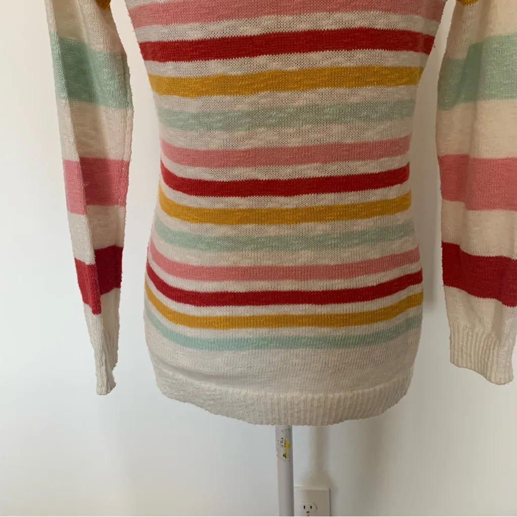 Talbots Fun Multicolor Striped Boatneck Sweater Size XS - Image 10