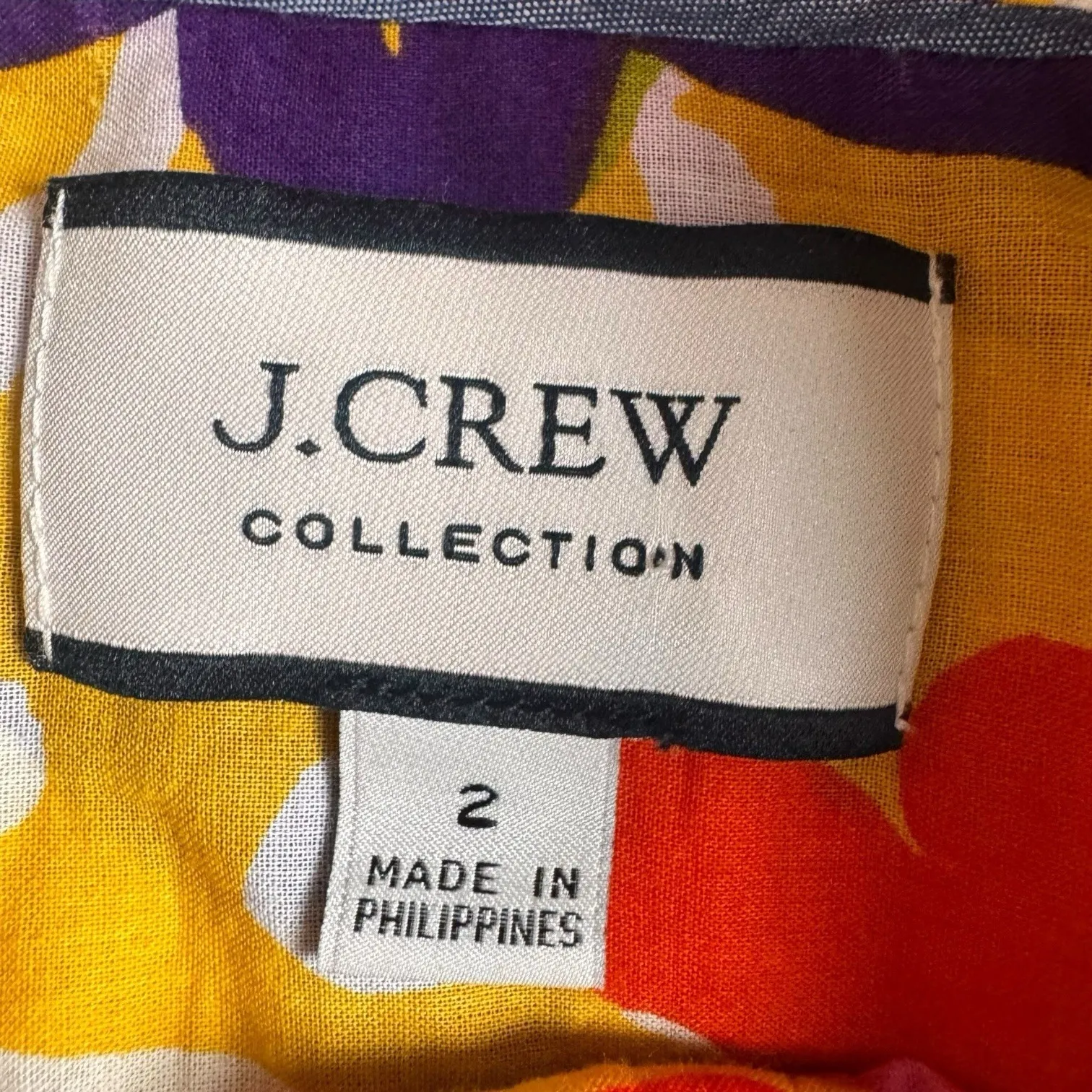 J Crew Collection‎ Classic-fit Popover Ratti Curly Floral Blouse Shirt Size 2 - Image 4