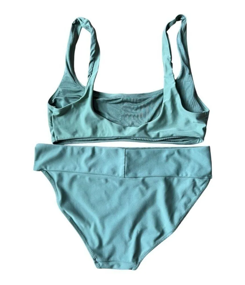 Aerie Wide Strap Scoop Bikini Olive Green Bikini Small Top, Medium Bikini Bottom - Image 11