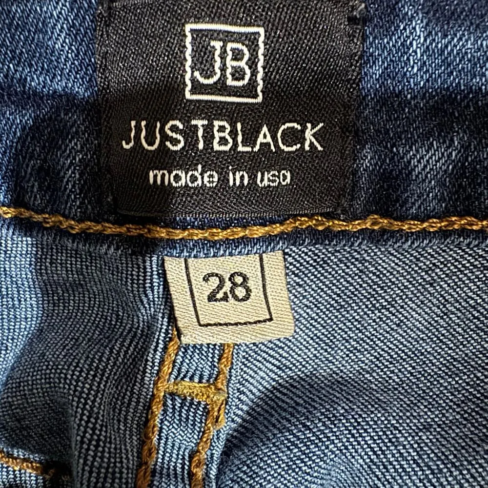 Just Black Size 28 Skinny Jeans Frayed Hem Stretch Dark Wash Made in USA - Image 4