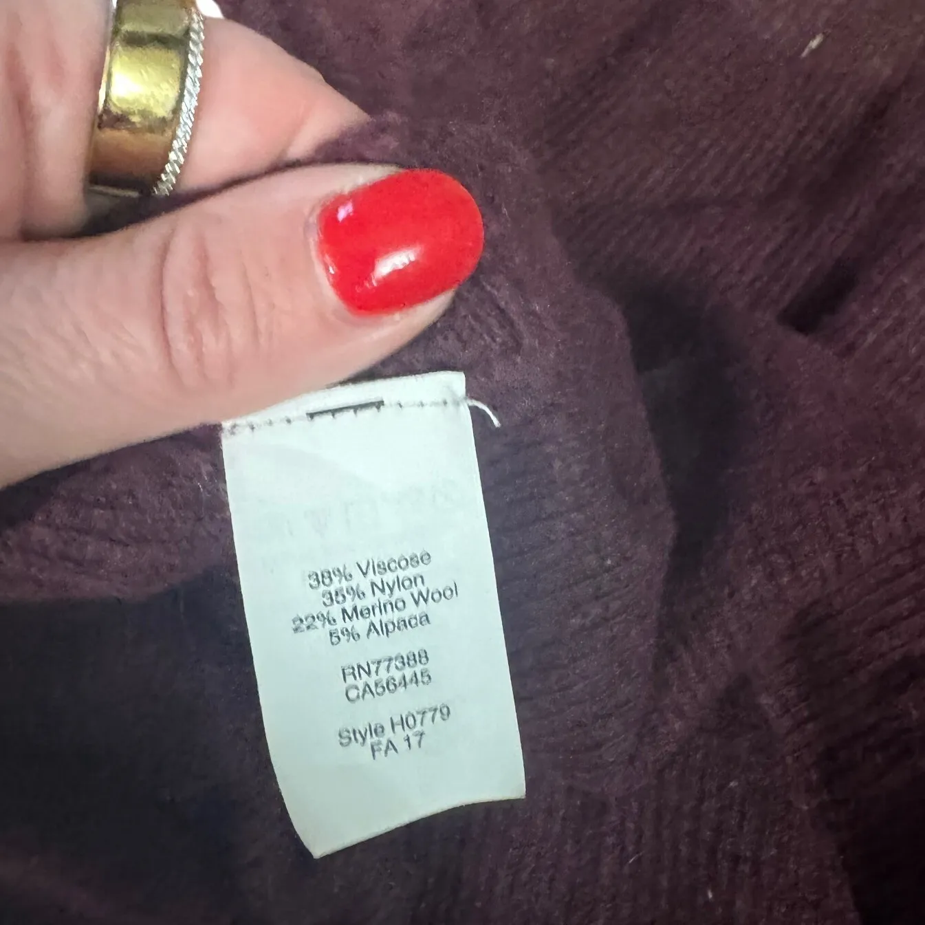 Madewell Burgundy Wool Blend Waffle Knit Crewneck Long Sleeve Sweater Size S - Image 4