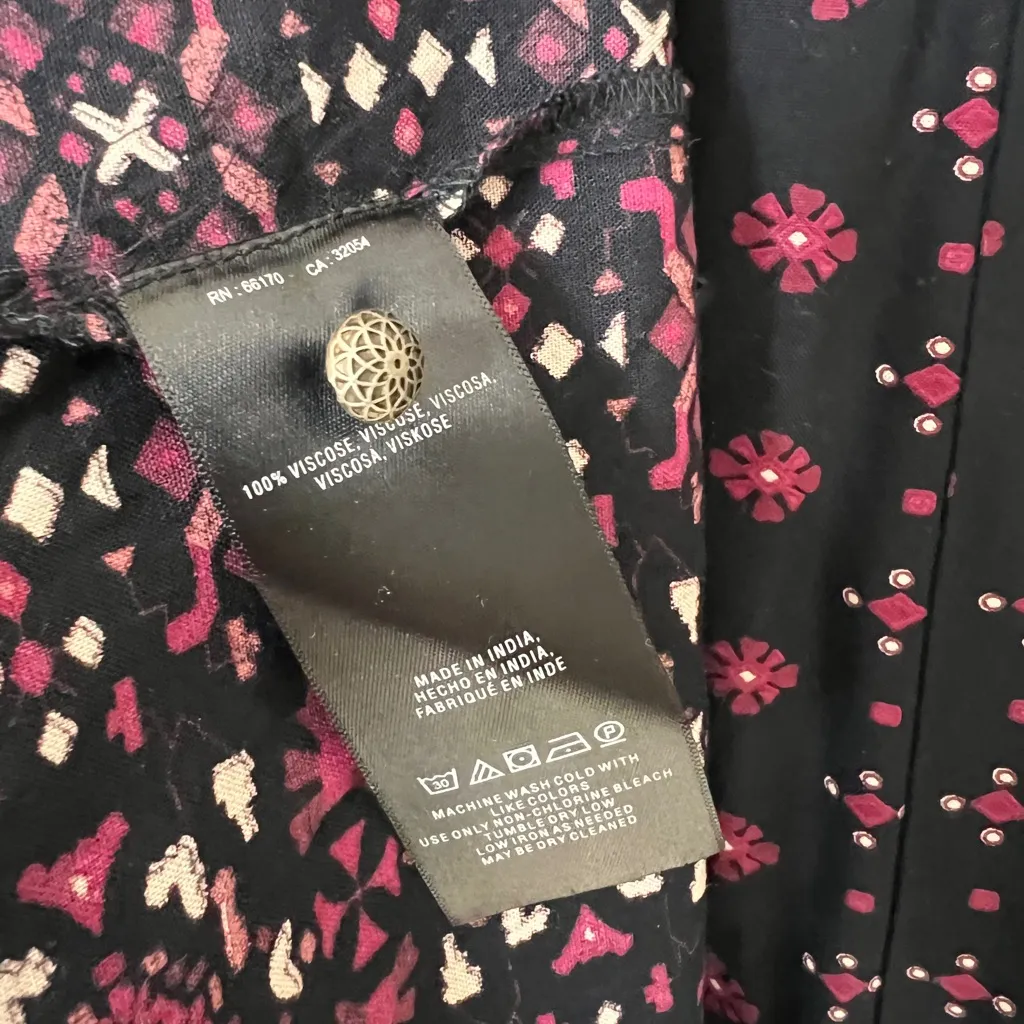 Anthropologie Vanessa Virginia Black Red Embroidered Mini Dress Viscose Medium - Image 8