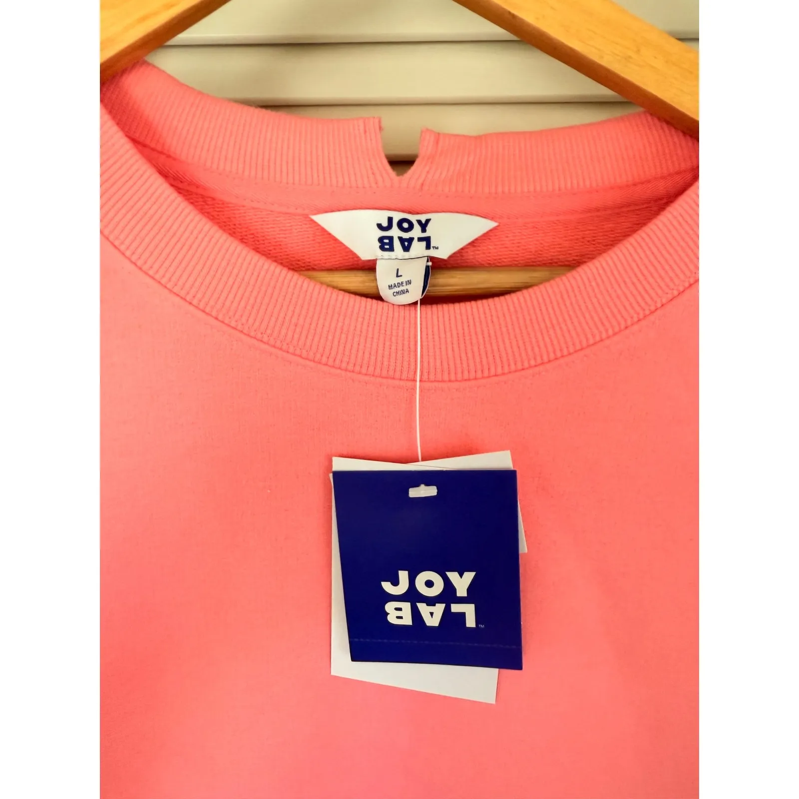 JOY LAB Womens Crewneck Sweatshirt Coral Pink Long Sleeve Pullover Top L NWT Size L - Image 3