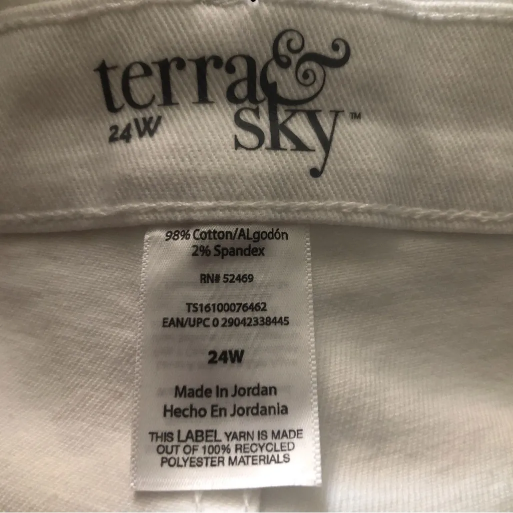 TERRA & SKY Womens Straight Leg Jeans Size 24W White Medium Weight New - Image 6