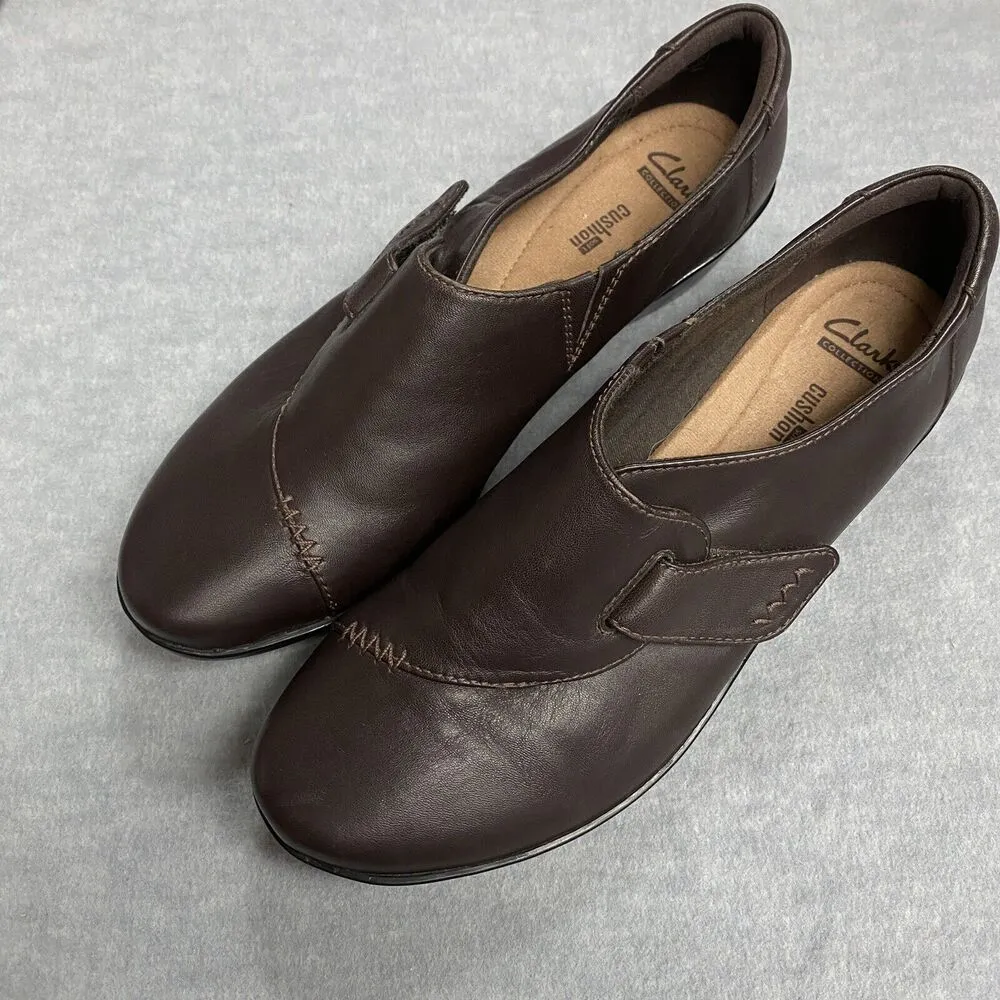 Clarks Everlay Kara Women Sz 9M Dark Brown Leather Comfort Slip Resistant Shoes - Image 3