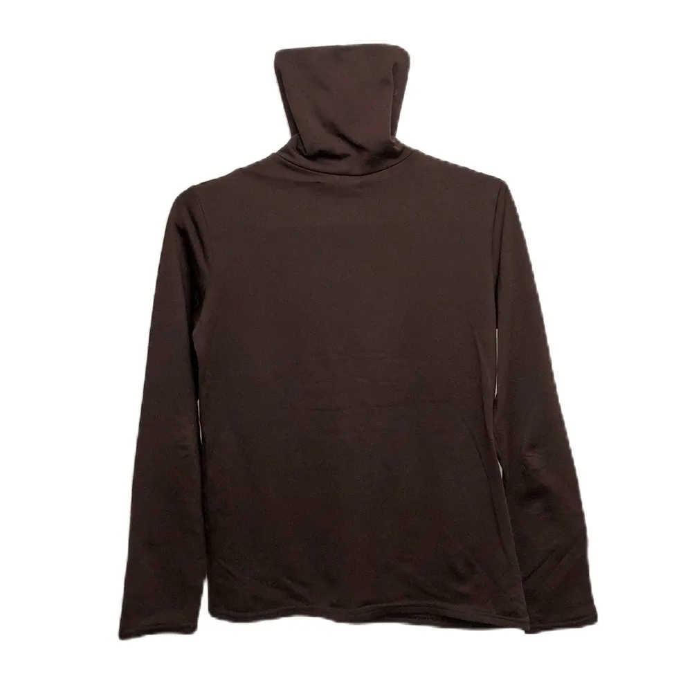 Vintage Womens Embroidered Floral Top Blouse Turtleneck Cottage Core Long Sleeve Brown Size undefined - Image 2