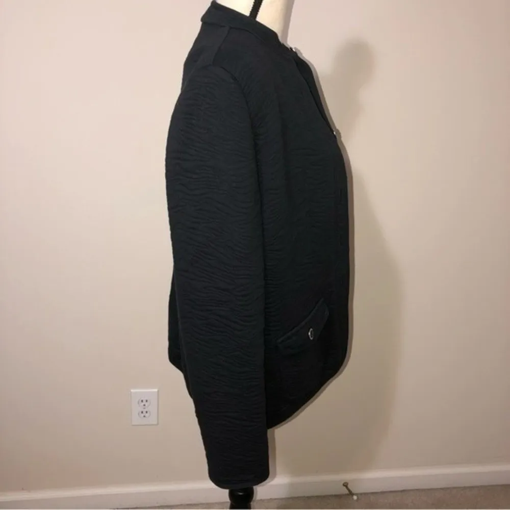 Knit Quilted Jacket Blazer Black Isaac Mizrahi Medium - Image 2