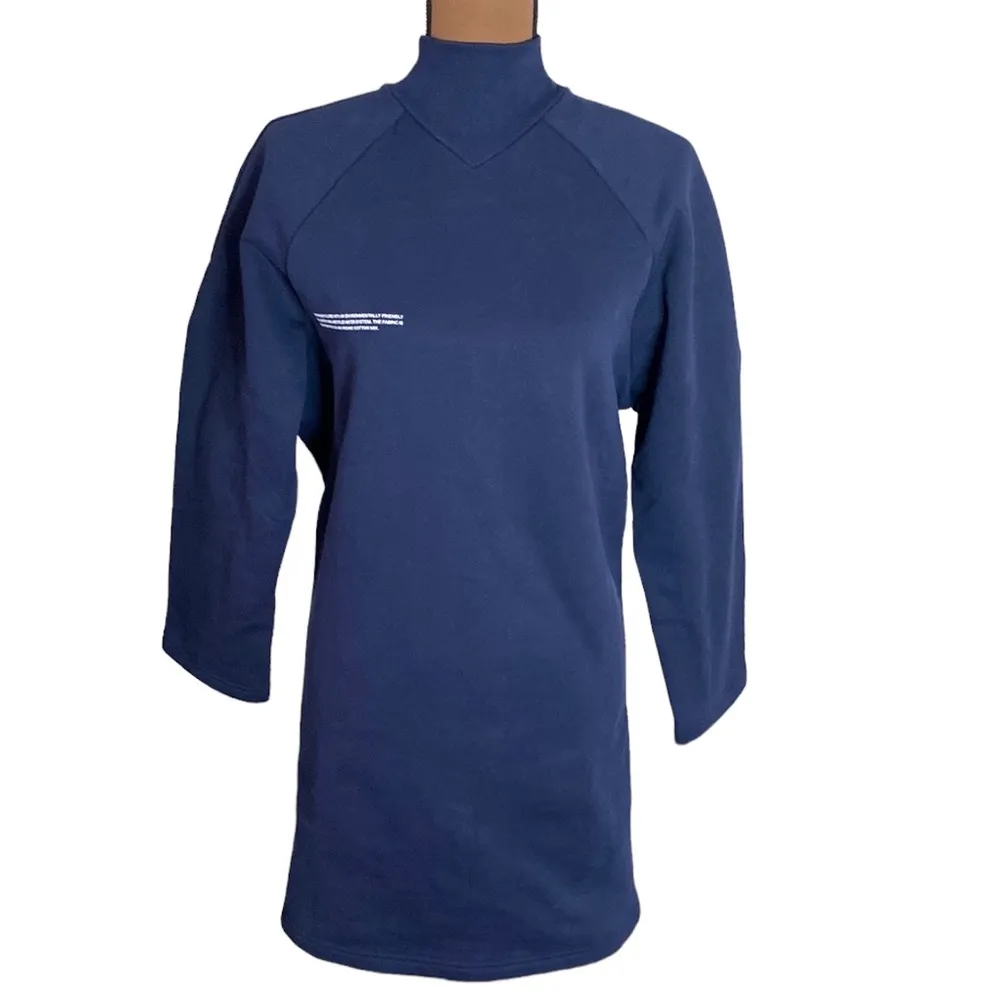 Pangaia Archive High Neck mini long sleeve cotton dress on navy size XS - Image 2