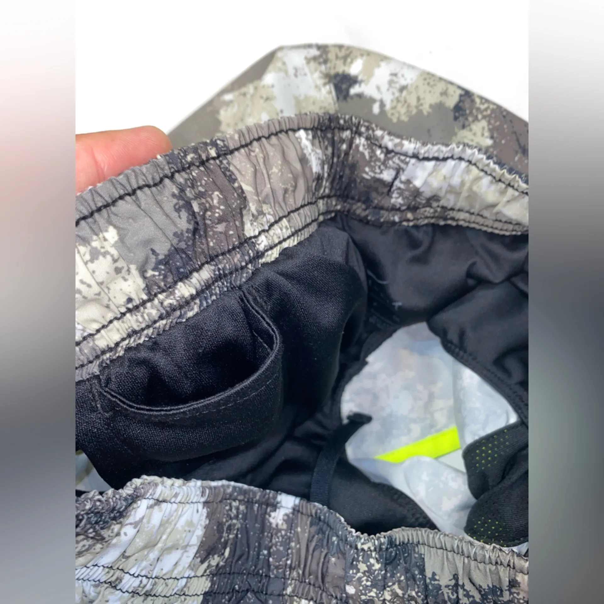 Small Nike Stylish Women's Camouflage Shorts Black with neon yellow- trim - Image 6