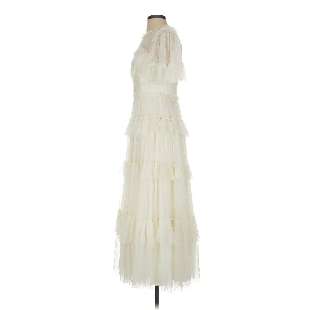 NWT Ivy City Co Whimsical Gown in White Embroidered Tulle Ruffled Maxi Dress S - Image 3