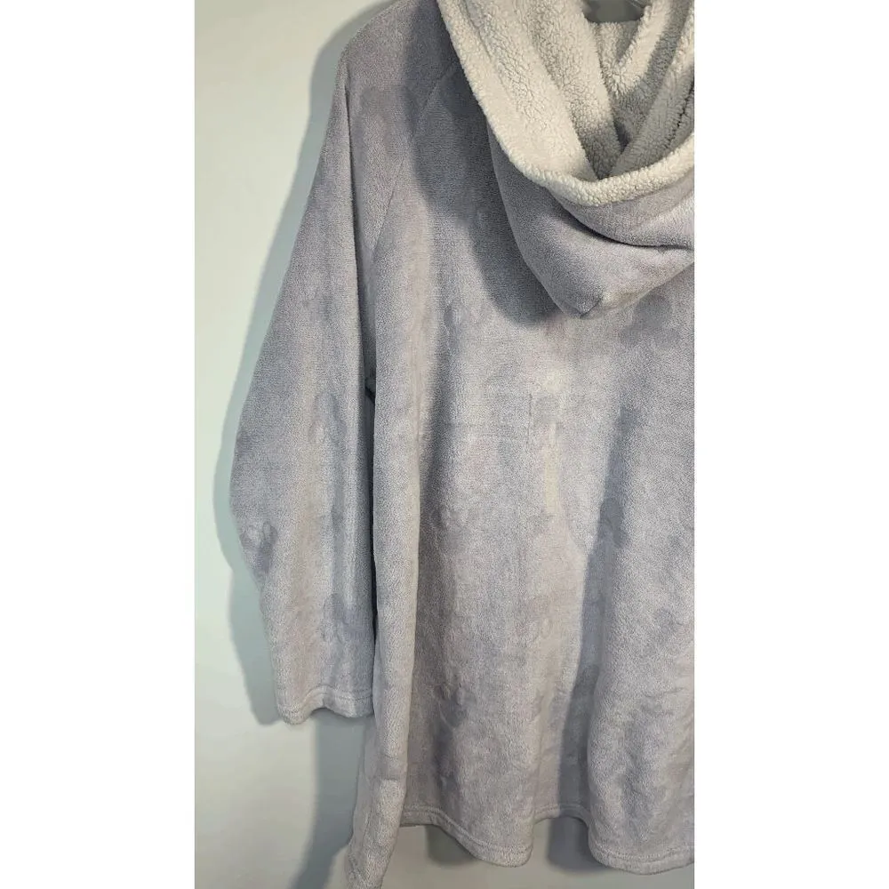 Disney Women's Fleece Soft Robe Hoodie Purple Fux Fur Long Sleeve Large - Image 9