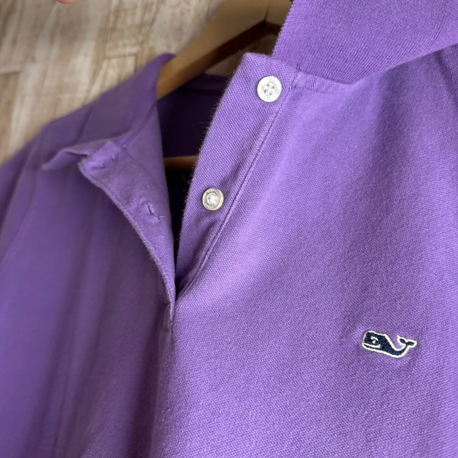 Vineyard Vines Susie Fit Polo Shirt Purple Short Sleeve Whale Logo Women's L - Image 3