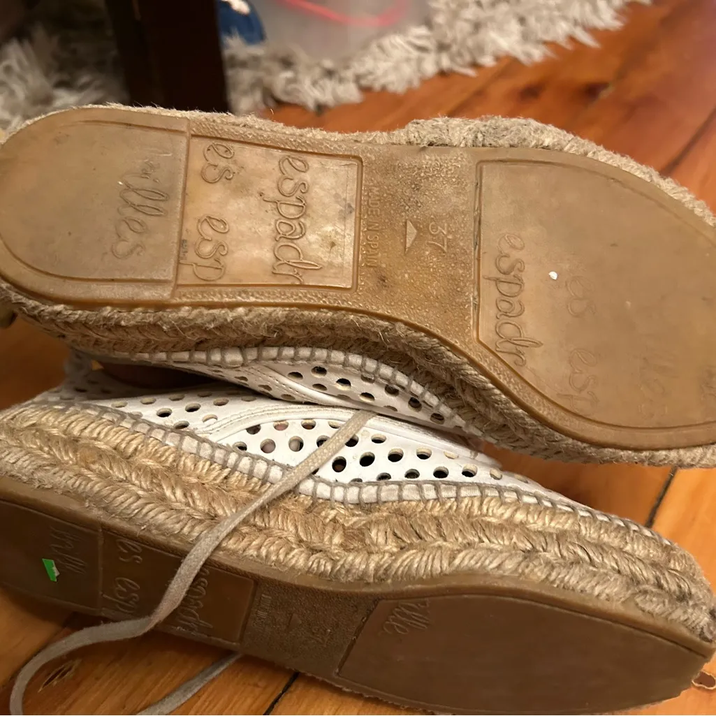 ☀️3/$25 Loeffler Randall Alfie Perforated Leather Platform Espadrille shoes 37 - Image 5