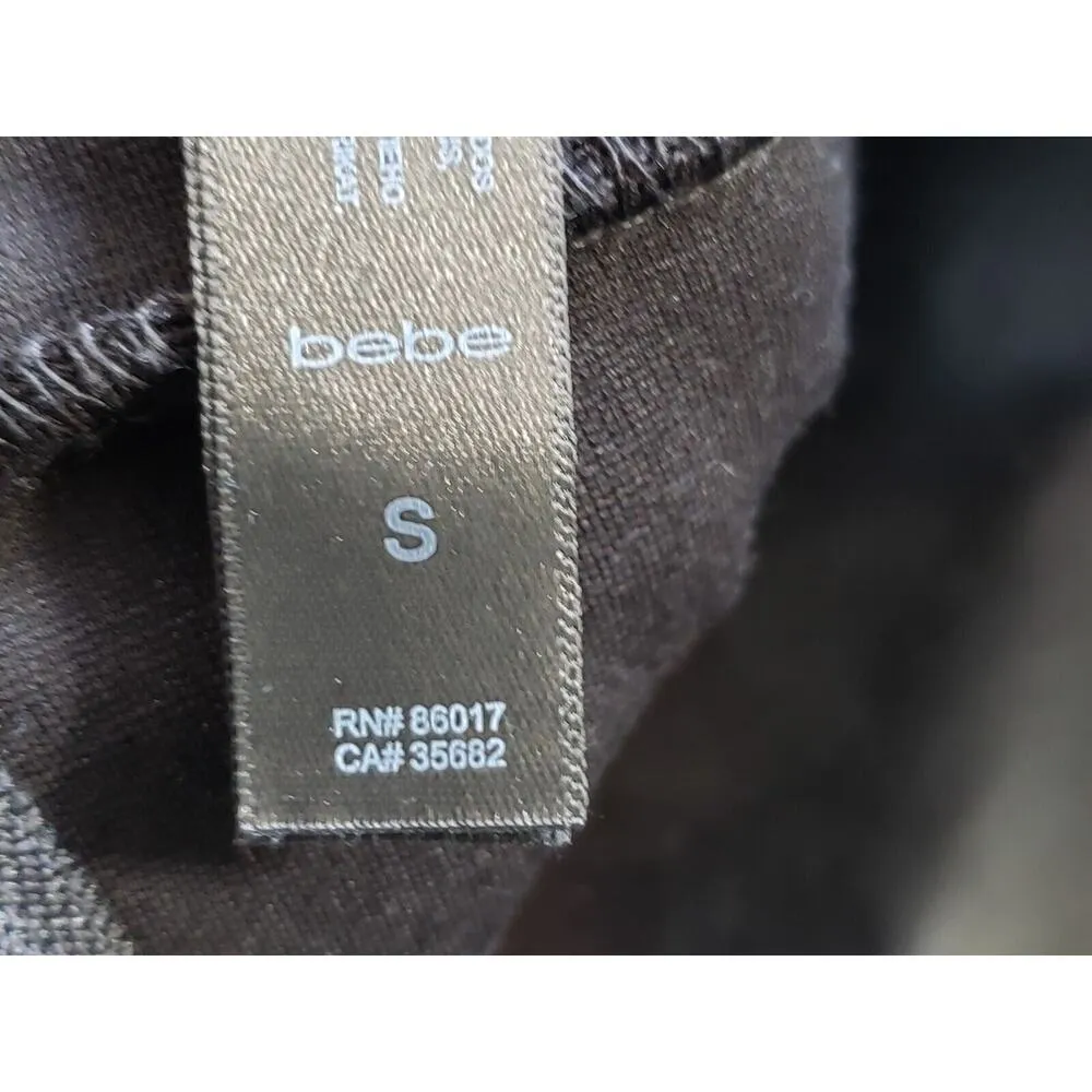 Vintage Bebe Black & Gold Rayon Casual Back Zipper Beaded Crop Bra Top Small - Image 7