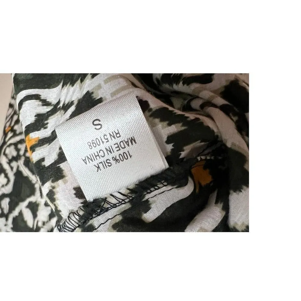 Acrobat Ikat Silk Midi Dress Sz. S Green - Image 5