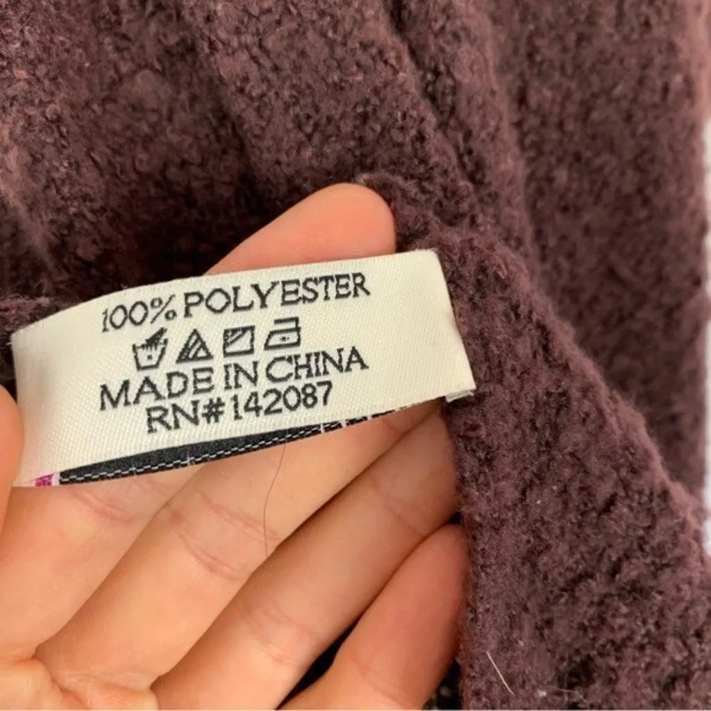 Simply Noelle Maroon Knit Fringe Scarf‎ Striped Soft Cozy Acrylic Winter Wrap - Image 4