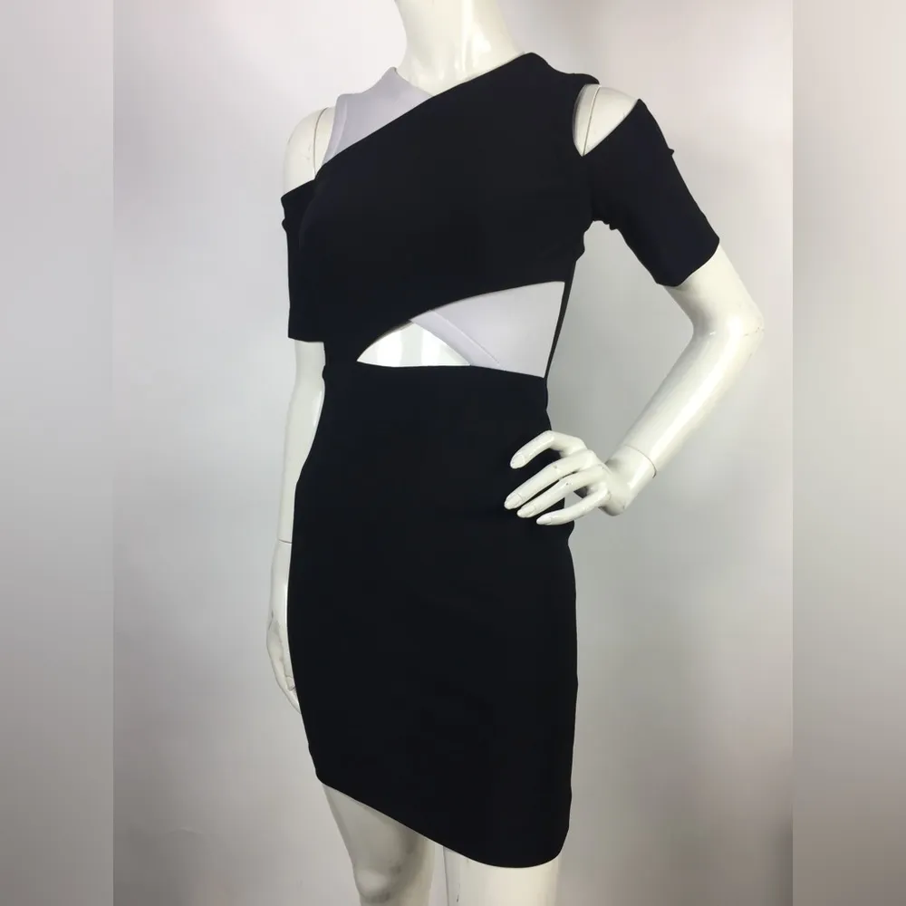 Ygal Azrouel Cutout Bodycon Dress Black White Size 0 - Image 8