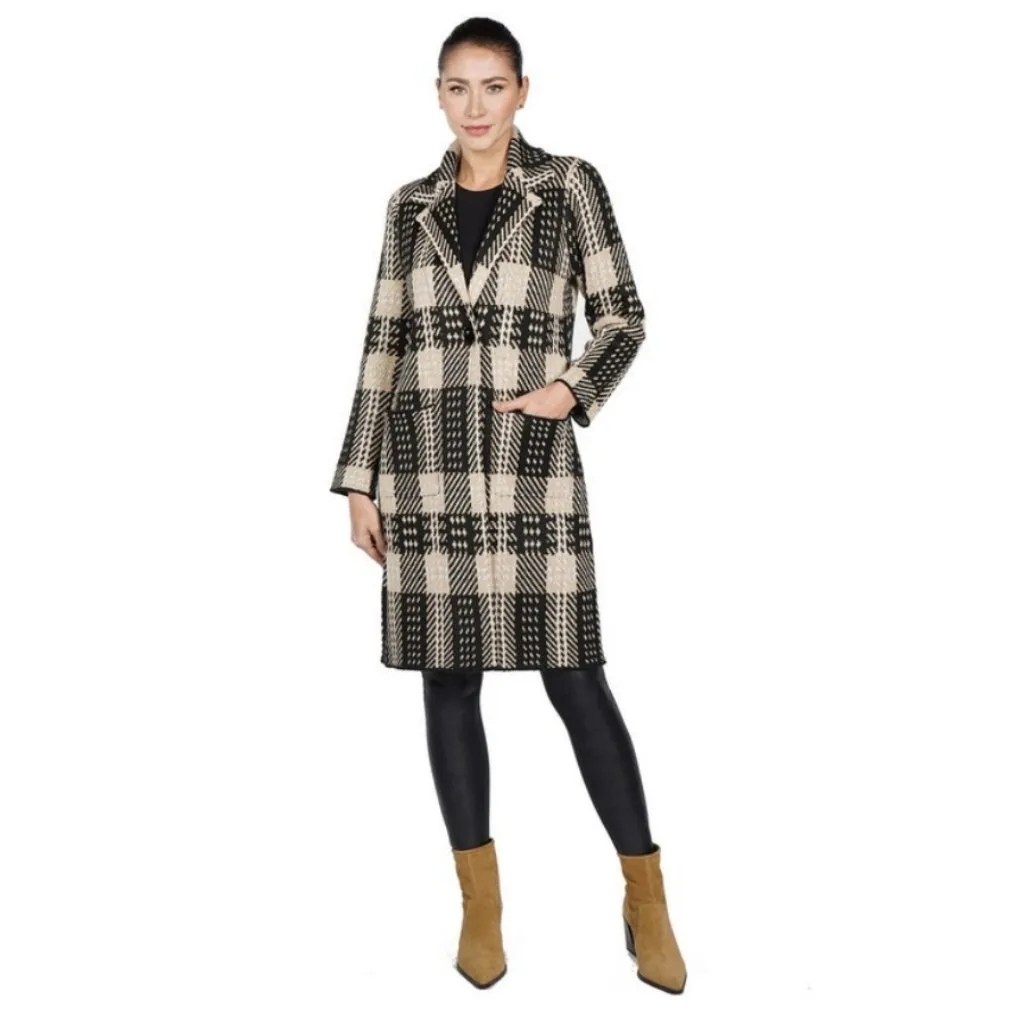 💕LOVE TOKEN💕 Woody Cardigan ~ Beige Plaid Print Large L NWT - Image 4