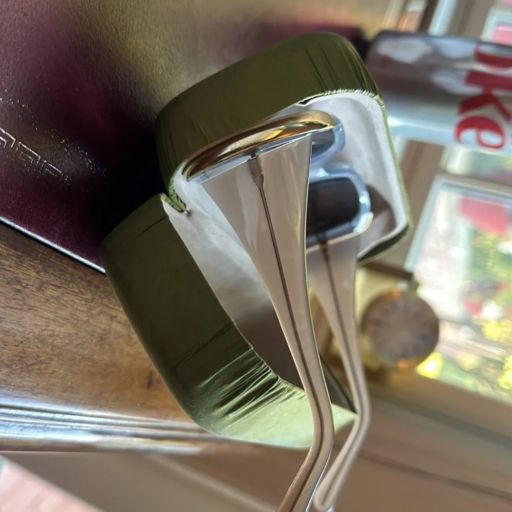 Marni sunglasses gray/blue frame with gold on outside edge arms pinkish brown - Image 5