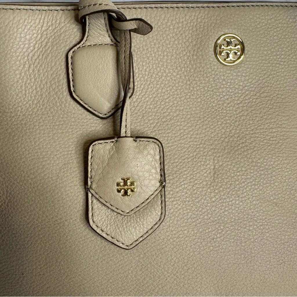 Tory Burch Robinson pebbled side zip tote leather handbag purse ladies casual - Image 4