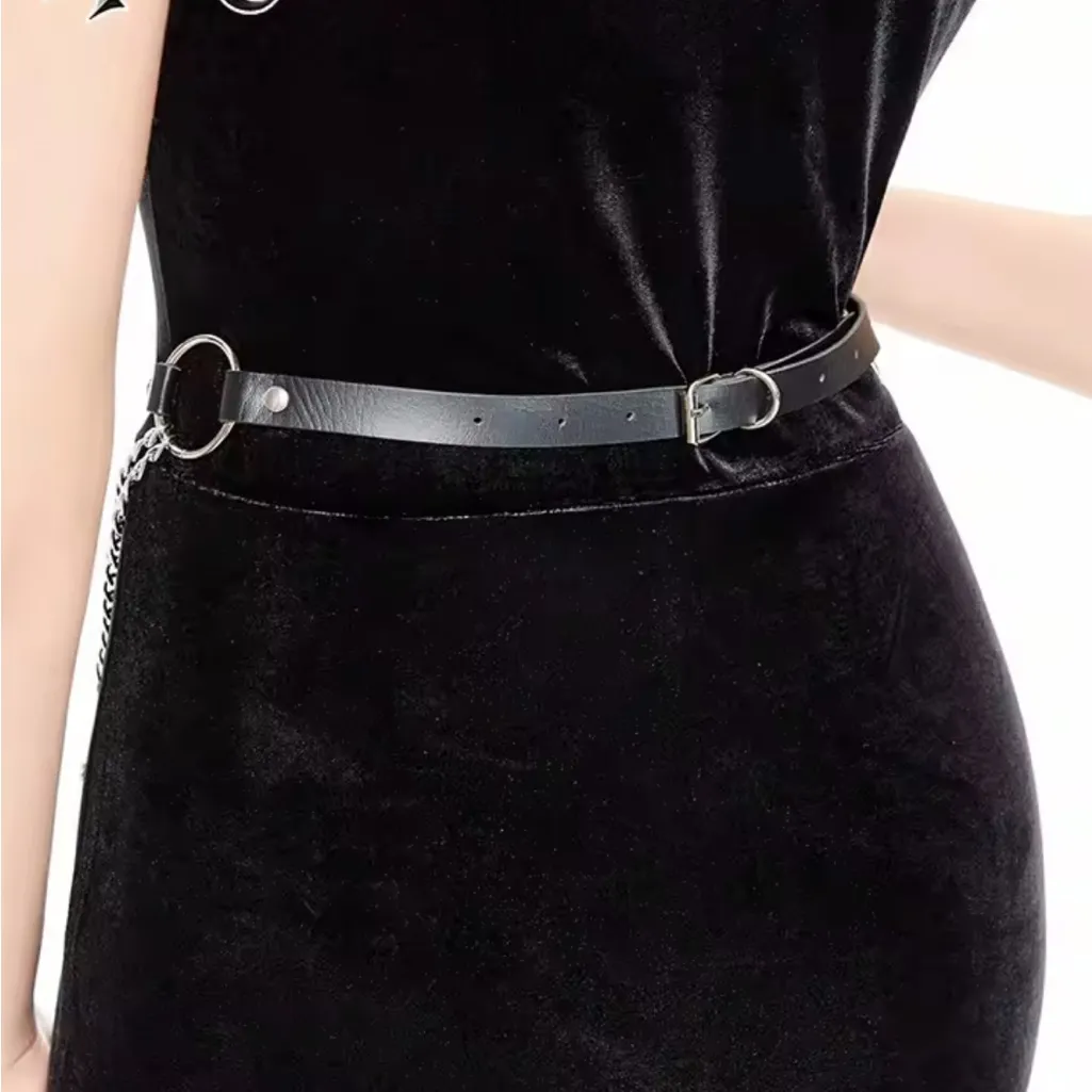 Black and Silver Chain Belt with Cross Charms - Image 5