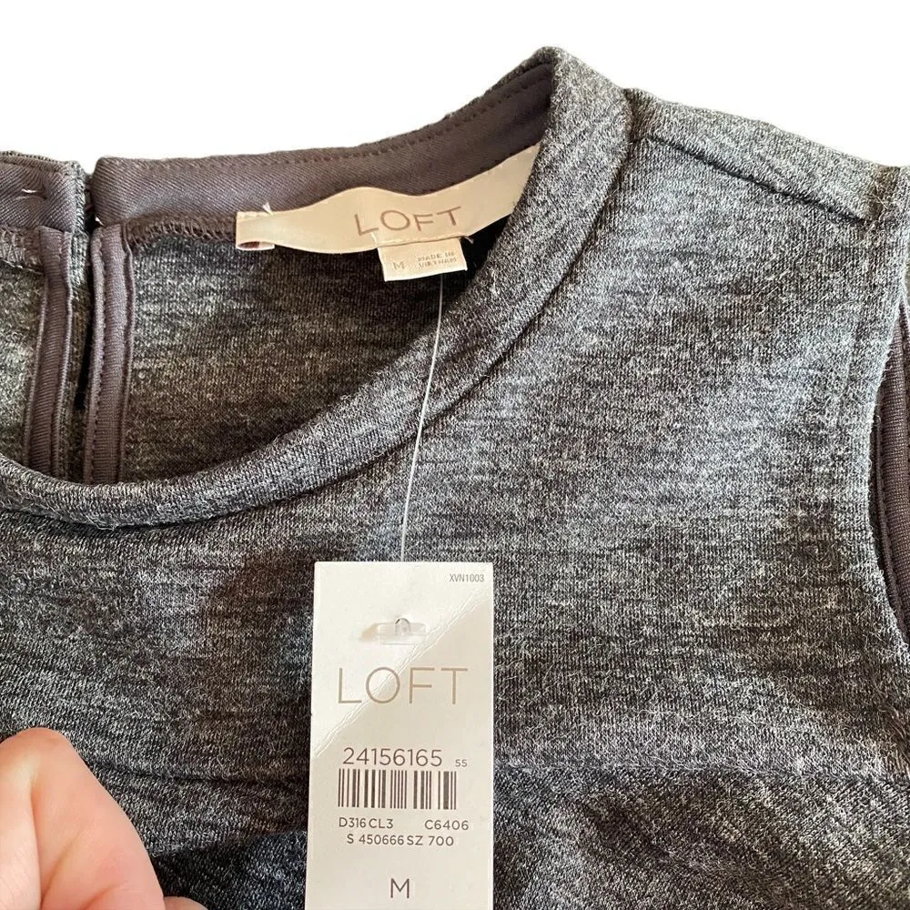 Loft NEW gray cold shoulder ruffle long sleeve tunic dress medium - Image 4