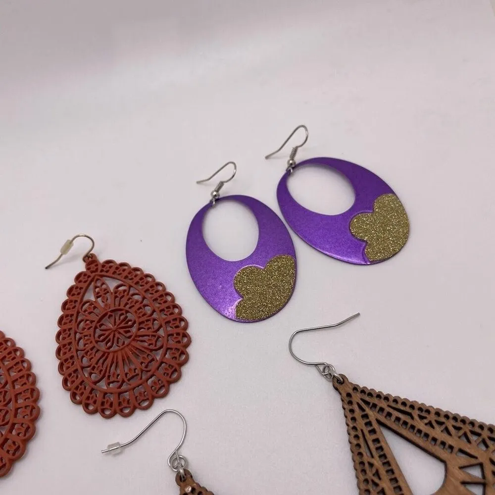 Lot Of 4 Fun - Women’s Costume Earrings Pierced Dangle Drop - Dress up - Image 2