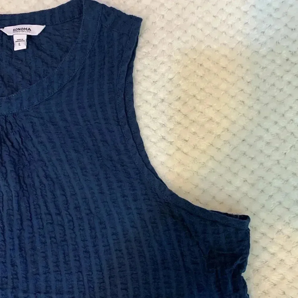 Sonoma Good For Life Navy Tank sz L lightweight summer cotton casual modest - Image 3