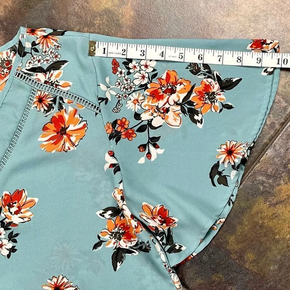 Sandy & Sid Blue Floral V-neck Blouse XL - Image 4