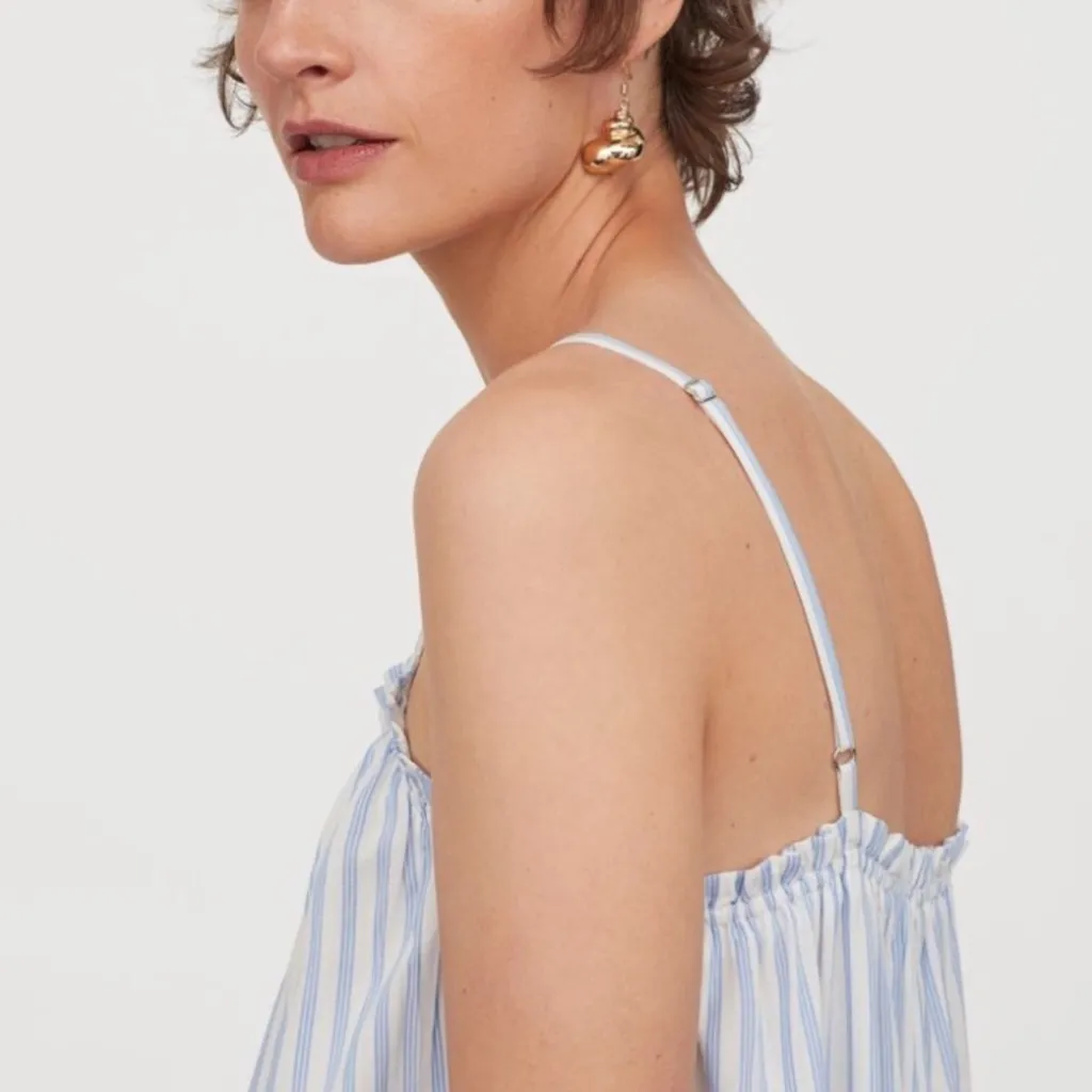 H&M Summer Dress Striped Blue and White Sz:L - Image 3