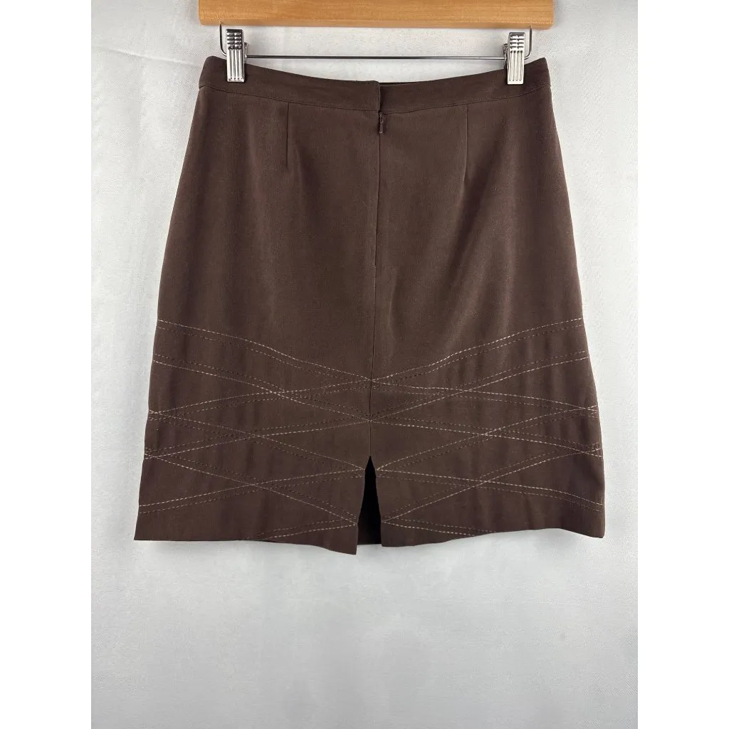 Style&Co. Petite Brown Skirt 6P Polyester/Spandex Made In Hong Kong - Image 4