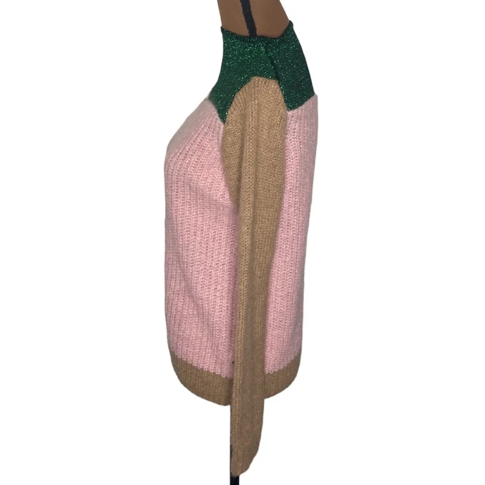 Scotch & Soda OK Bye Selina mohair blend colorblock high neck fuzzy sweater XS - Image 5