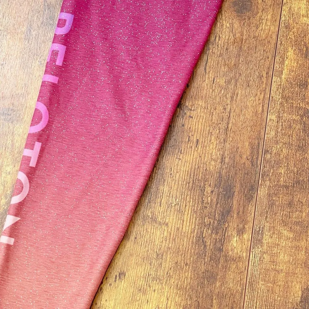 Peloton Womens Leggings Sz Small High Waist X Sunrise Fade Sparkle Compression - Image 8